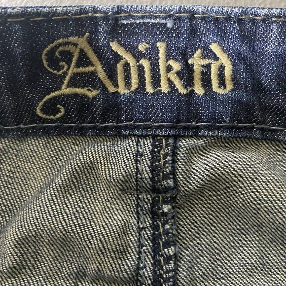 ADIKTD Jeans Low Rise Stretch Distressed Rhinestone Denim Womens 8 30 30x32 Blue - Picture 10 of 10
